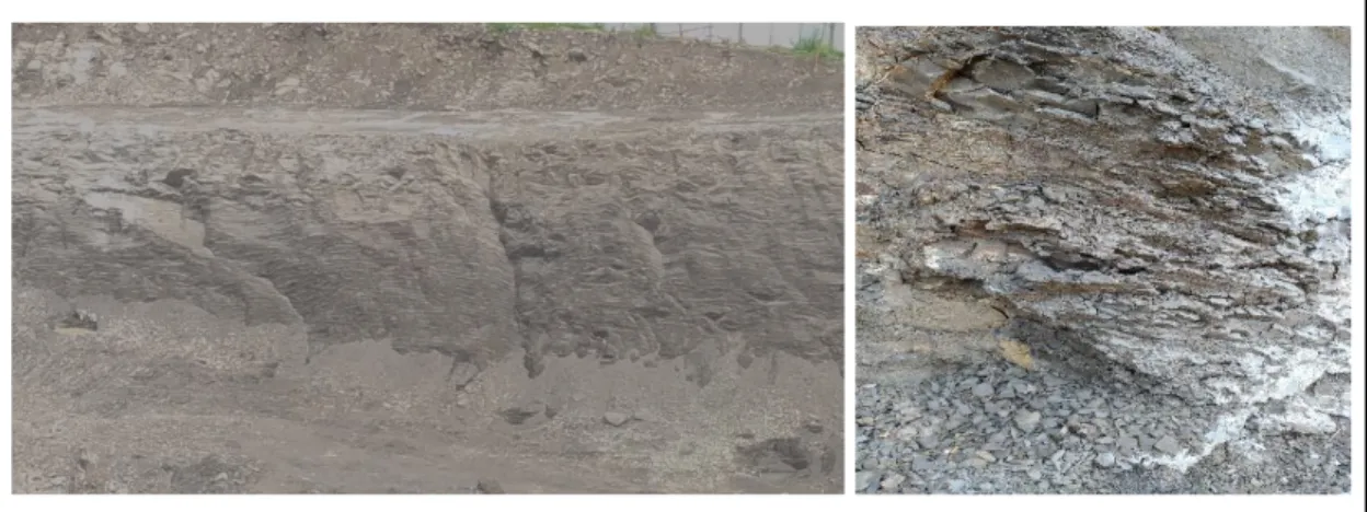Gambar 2. Kondisi clay shale di Sentul City yang telah tersingkap 