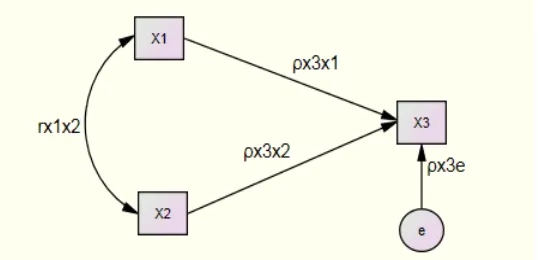 Gambar 2.4 hubungan kausal dari X1, X2 ke X3 