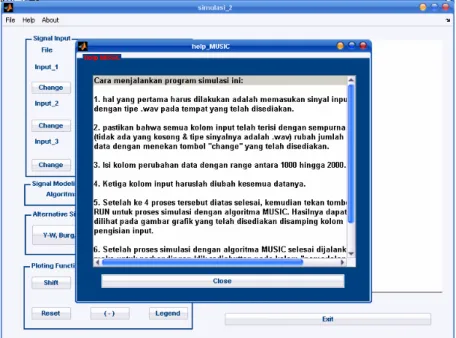 Gambar 4.5 Tampilan program utama dengan menu bar help_MUSIC. 
