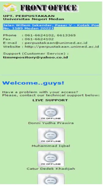 Gambar 1. Chat Reference pada Perpustakaan UNIMED 