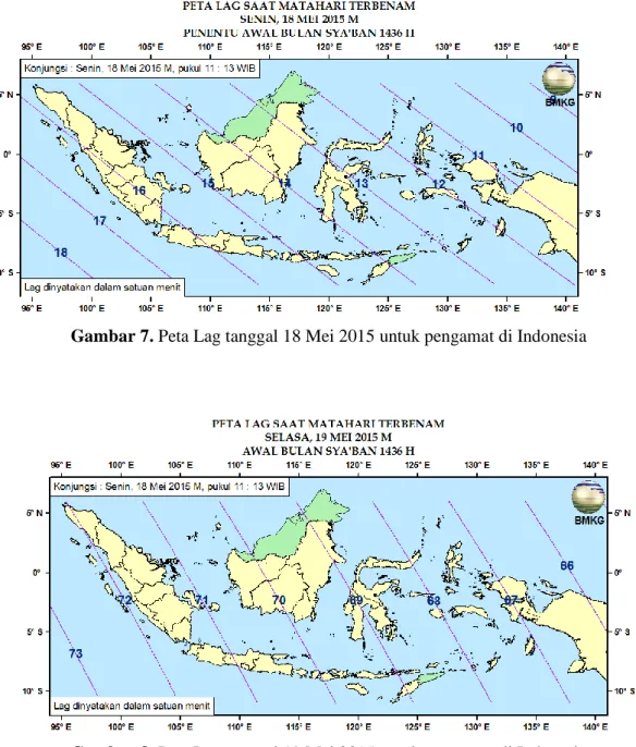 Gambar 7. Peta Lag tanggal 18 Mei 2015 untuk pengamat di Indonesia 