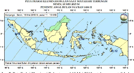 Gambar 10. Peta Fraksi Illuminasi Bulan tanggal 19 Mei 2015 untuk pengamat di Indonesia 