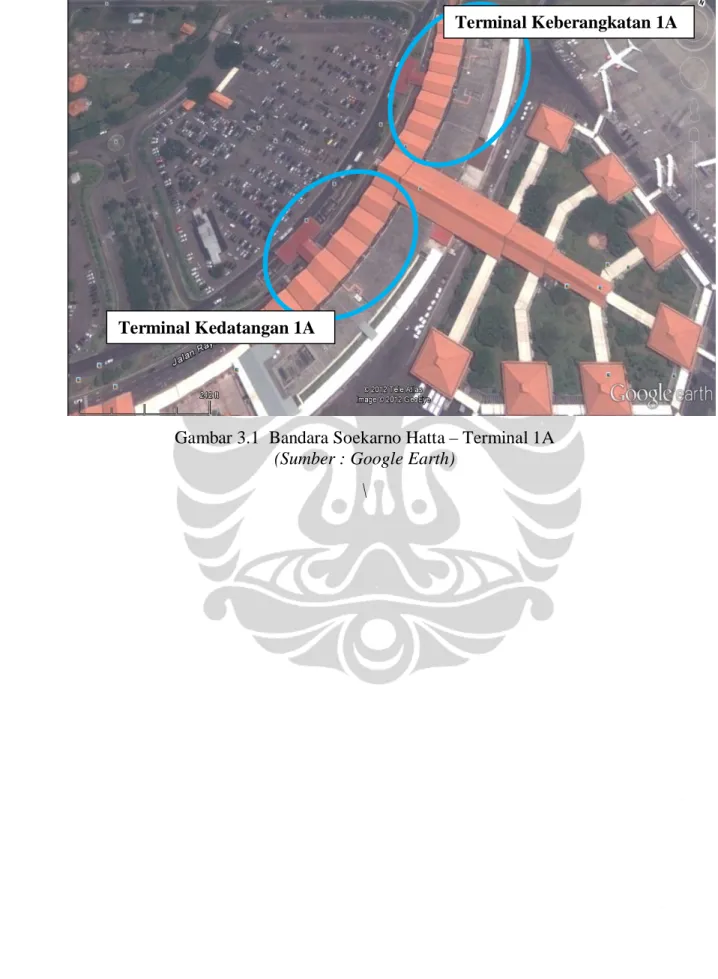 Gambar 3.1  Bandara Soekarno Hatta – Terminal 1A  (Sumber : Google Earth) 