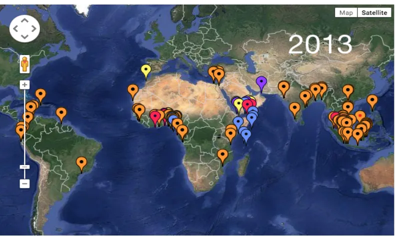 Gambar 2 Peta Penyebaran Pembajakan Kapal tahun 2013