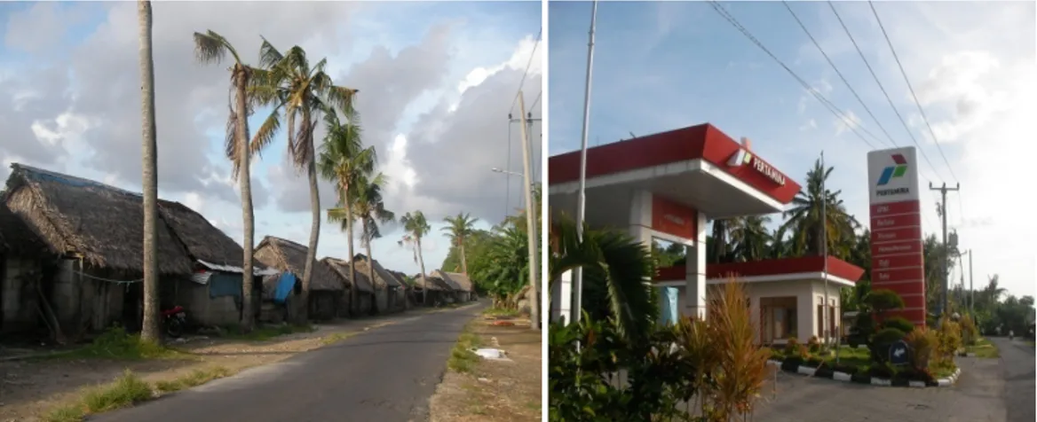 Gambar 4.2 Jalan darat dan satu unit SPBU dikawasan barat Pulau Nusa Penida                        Sumber: Dokumentasi Peneliti 2011 