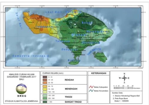 Gambar  10. Peta Analisis  Curah  Hujan  Dasarian  I Februari  2017  