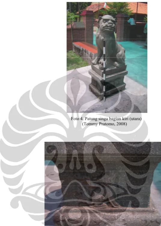 Foto 5. Hiasan dengan motif singa yang terdapat pada bagian bawah patung singa   (Nandita Erisca, 2008) 