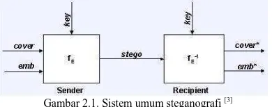 Gambar 2.1. Sistem umum steganografi [3]  