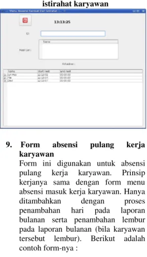 Gambar 13. Form laporan absensi  karyawan 
