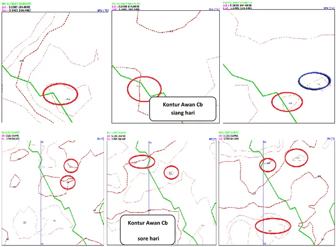Gambar 1. Peta Kontur Suhu Puncak Awan Cumulunimbus (Cb) Kontur Awan Cb 