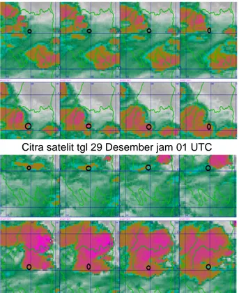 Gambar 7. Analisis Angin 3000 feet Tanggal 28- 28-29 Desember 2017 jam 00 dan 12 UTC. 