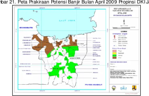 Gambar 21. Peta Prakiraan Potensi Banjir Bulan April 2009 Propinsi DKI Jakarta 