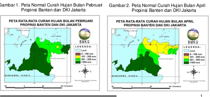 Gambar 2. Peta Normal Curah Hujan Bulan April                    Propinsi Banten dan DKI Jakarta 