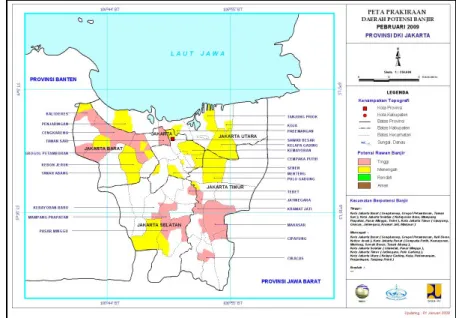 Gambar 19. Peta Prakiraan Potensi Banjir Bulan Pebruari 2009 Propinsi DKI Jakarta 