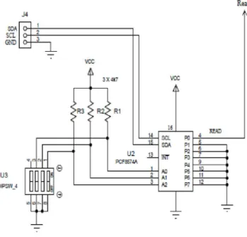 Gambar  8. Rancangan rangkaian buffer data paralel to I2C I/O 
