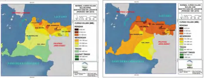 Gambar 1. Peta Normal Hujan   Bulan April Propinsi Banten dan DKI Jakarta 