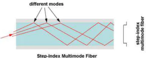 Gambar 2.3 Serat optik Multi-mode step index [2]. 