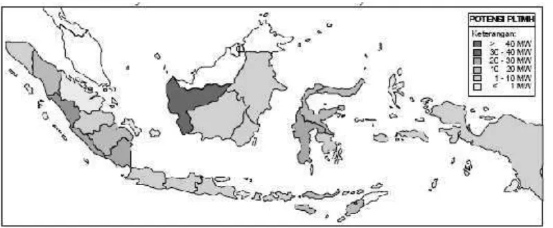 Gambar 1.1 Penyebaran Potensi PLTM dan PLTMH Di Wilayah Indonesia [15]