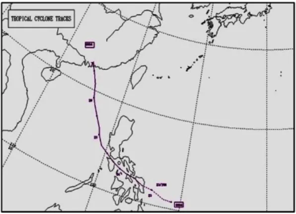 Gambar 2: Peta lintasan siklon tropis Nangka [7].