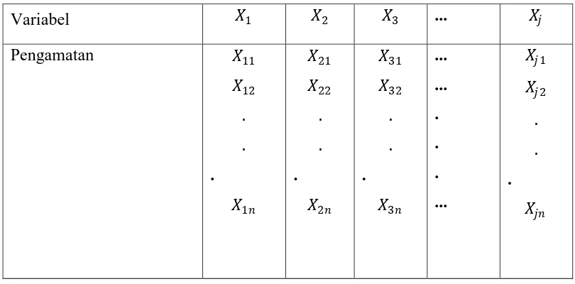 Tabel 2.1 Matriks Pengamatan 