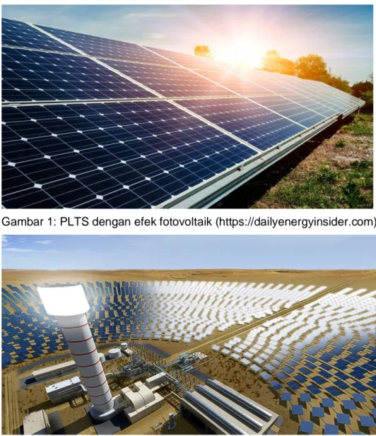 Gambar 1: PLTS dengan efek fotovoltaik (https://dailyenergyinsider.com)
