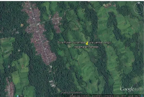 Gambar 1. Peta Lokasi Pura Jambe Langu dan Pura Puseh Sunantaya,  Kecamatan Penebel, Tabanan.