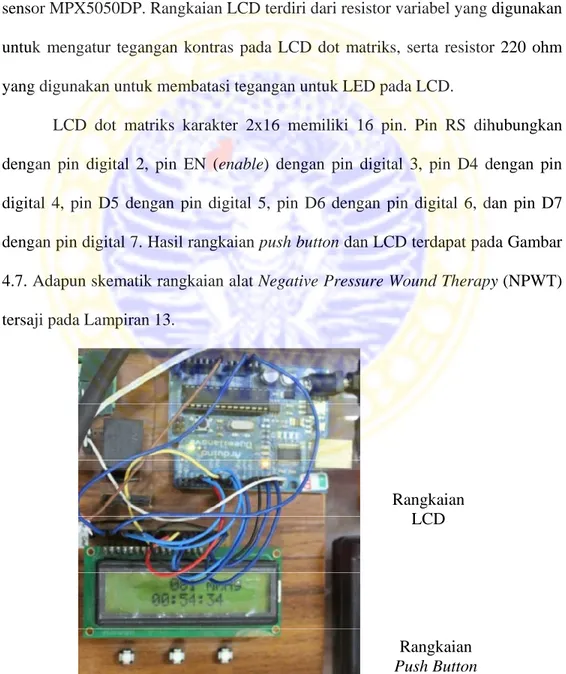 Gambar 4.7 Hasil rangkaian push button dan LCD  Rangkaian 