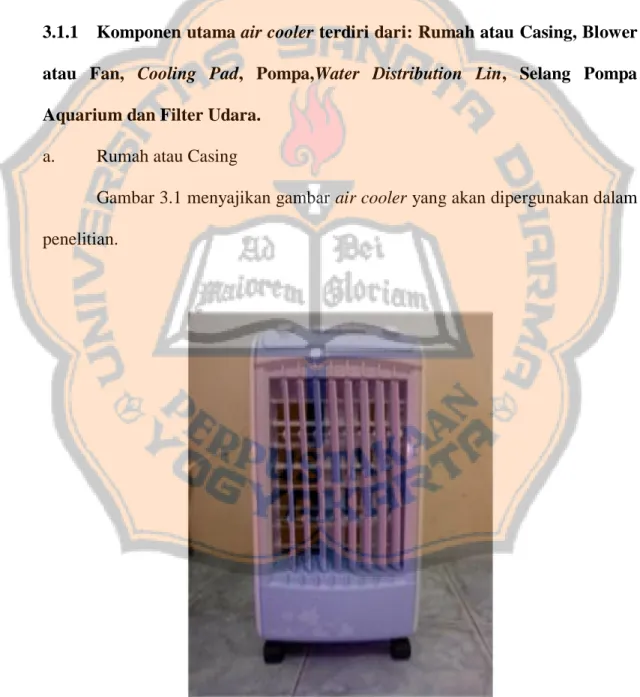 Gambar 3.1 menyajikan gambar air cooler yang akan dipergunakan dalam  penelitian. 