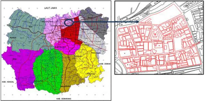 Gambar 1. Peta kawasan Kota Lama Semarang  (Sumber: Bapeda Semarang,2013)  TUJUAN 