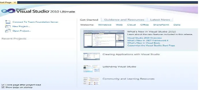 Gambar 2.5. Gambar Tampilan Awal Microsoft Visual Studio 2010  