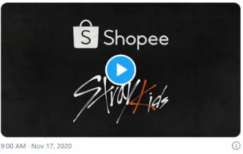 Gambar 1.7 Stray Kids dalam iklan Shopee 12.12 Birthday Sale Twitter  Sumber: twitter.com/ShopeeID diakses pada 17 November 2020 