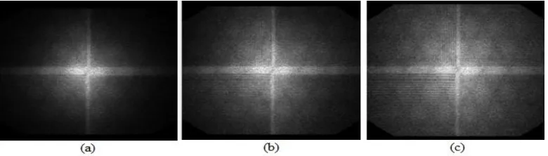 Gambar 4 Citra hasil pengujian menggunakan phantom linier (a) 5 cm, (b) 10 cm, (c) 15 cm
