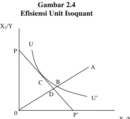 Gambar 2.4 Efisiensi Unit Isoquant 