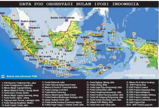 Gambar 2.1 Peta jejaring Rukyatul Hilal Indonesia 22