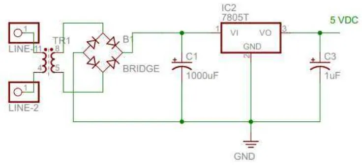 Gambar 3.5 Rangkaian Power Supply 5 volt DC 