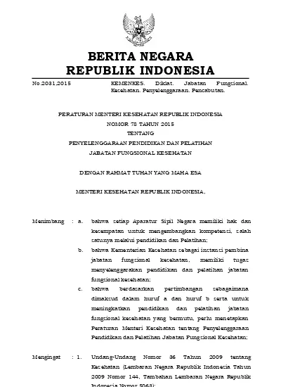 2015, No Undang-Undang Nomor 5 Tahun 2014 Tentang Aparatur Sipil Negara ...