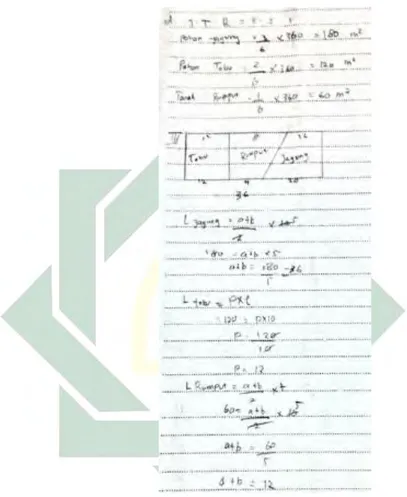 Gambar 4.8 Jawaban Tertulis G 2  Poin d  Kemudian  G 2   mengerjakan  pertanyaan  poin  d  yang  menunjukkan G 2  menggunakan multi strategi dan memilih  strategi mana yang efisien dalam menyelesaikan masalah