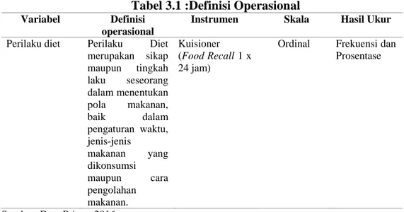 Tabel 3.1 :Definisi Operasional 