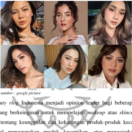 gambar 2. 7 Beberapa contoh beauty vlogger Indonesia 