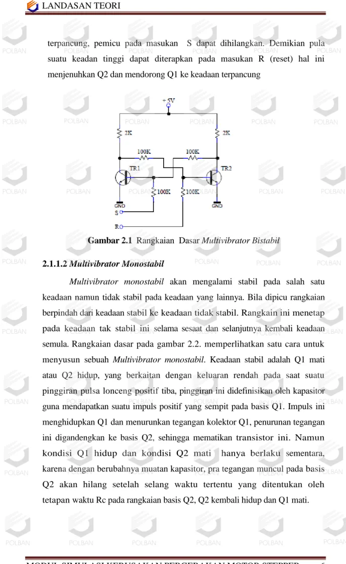 Gambar 2.1  Rangkaian  Dasar Multivibrator Bistabil  2.1.1.2 Multivibrator Monostabil  