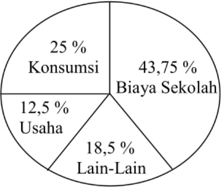 Grafik lingkaran penggunaan pembiayaan qardhul hasan tahun 2008 