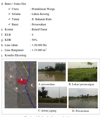 Gambar 2.7  Kondisi Existing di sekitar site (Sumber : wikimapia.com dan Dokumentasi Pribadi) 