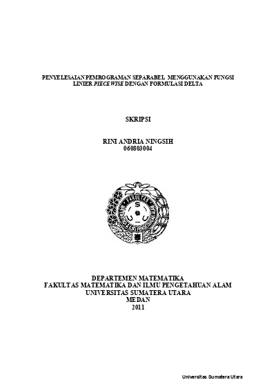 Penyelesaian Pemrograman Separabel Menggunakan Fungsi Linier Piecewise ...