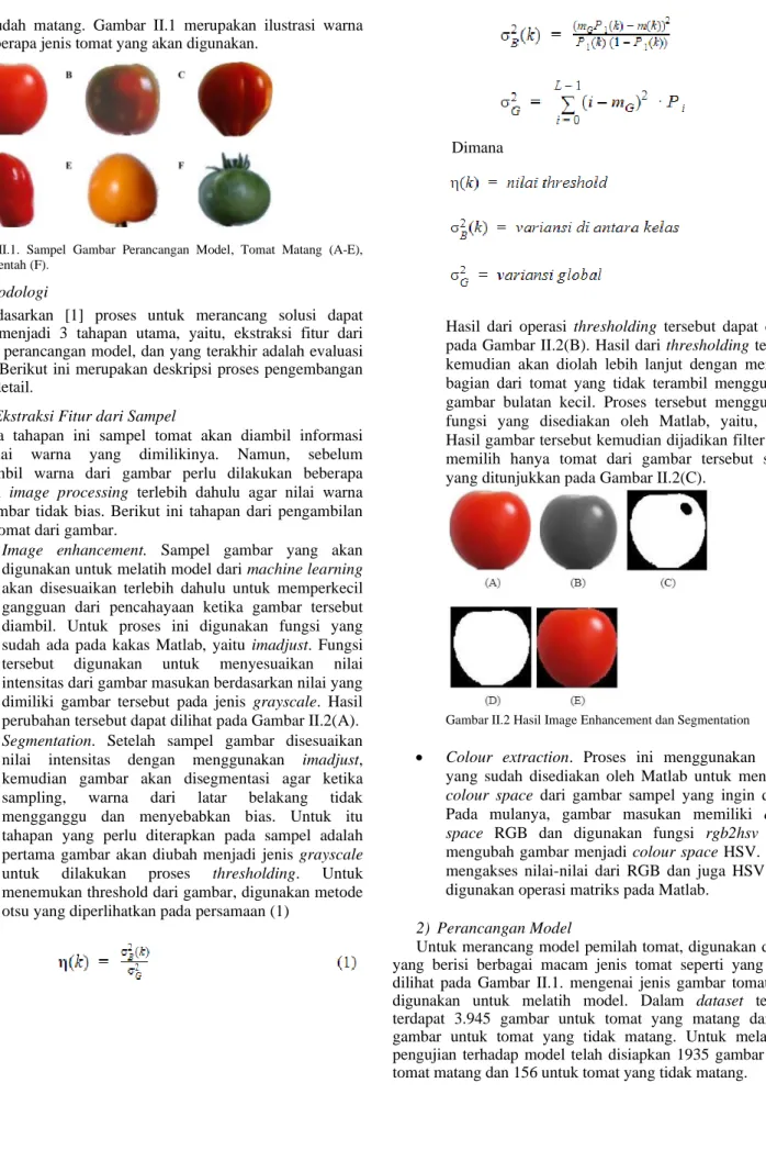Gambar  II.1.  Sampel  Gambar  Perancangan  Model,  Tomat  Matang  (A-E),  Tomat Mentah (F)