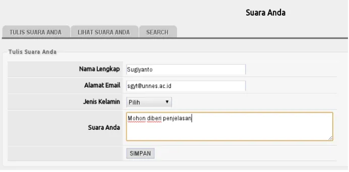 Gambar 3. Halaman Form Suara Anda 