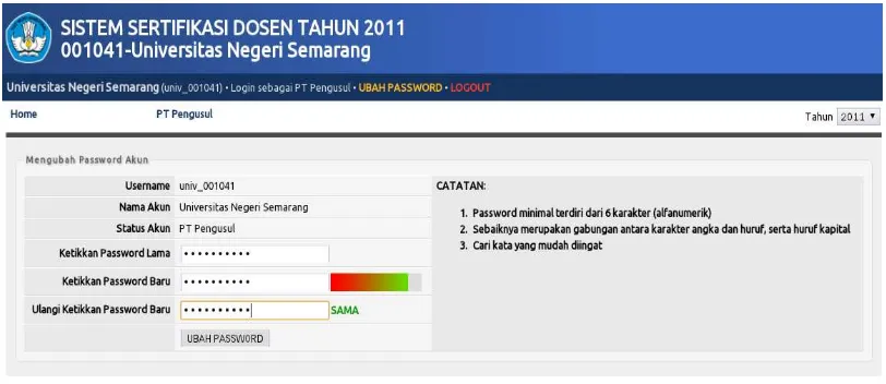 Gambar 5. Halaman Login Sistem administrasi serdos 2011 