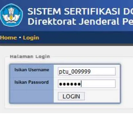 Gambar 6 . Pengisian Username dan Password