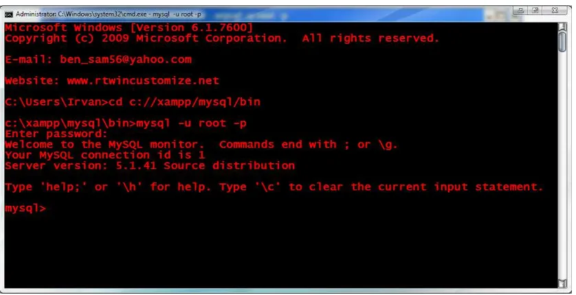 Gambar 2.2. Tampilan Utama dari MySQL Monitor. 