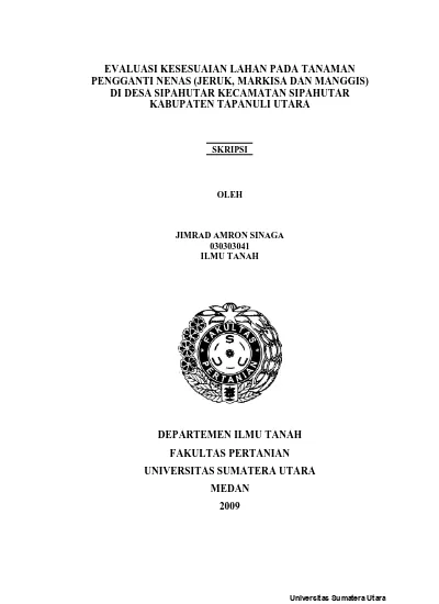 Evaluasi Kesesuaian Lahan Pada Tanaman Pengganti Nenas (Jeruk, Markisa ...