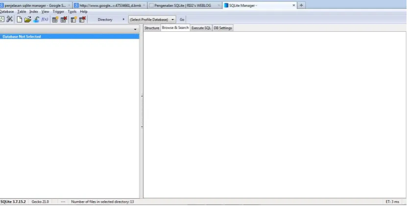 Gambar 2.2 SQLite Manager 